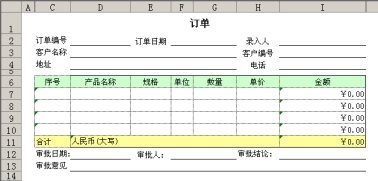 3‑18 "订单"模板的表样